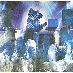 DJ Kitty Hip Hop House Music Rave Kitties T- shirt XL Novelty Band Streetwear
